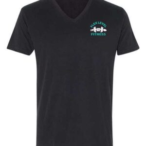 Embroidered Premium Fitted Sueded V-Neck T-Shirt - Black