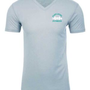 Embroidered Premium Fitted Sueded V-Neck T-Shirt - Light Blue