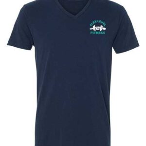 Embroidered Premium Fitted Sueded V-Neck T-Shirt - Navy